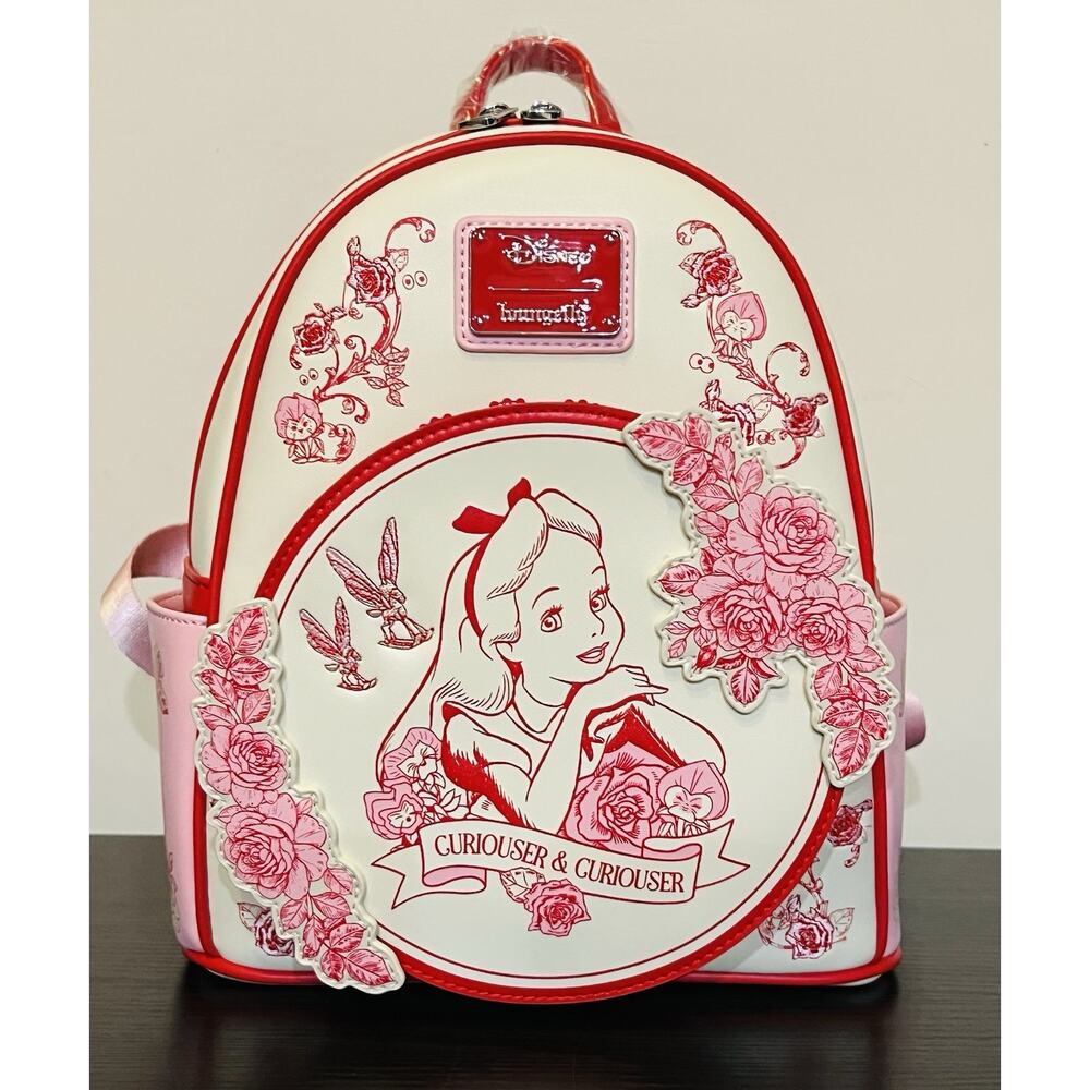 Loungefly Disney Alice in Wonderland Tonal Red Alice Floral Mini Backpack